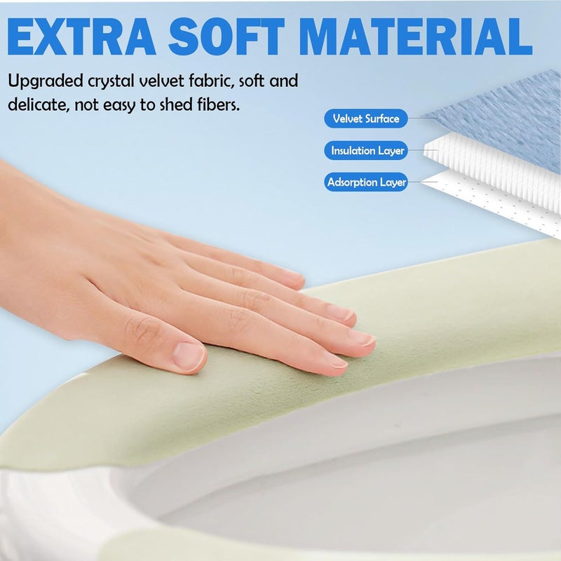 Iensen Thin and Warm Toilet Seat Cover Pad – Self-Adhesive, Adjustable and Cut-to-Fit, Comfortable and Easy to Clean, Perfect for Home Bathrooms (Green) - Image 4